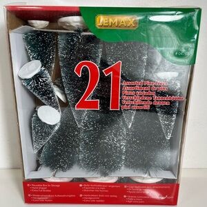 New LEMAX 21 Piece Snowy Pine Trees Assorted Sizes for Holiday Village